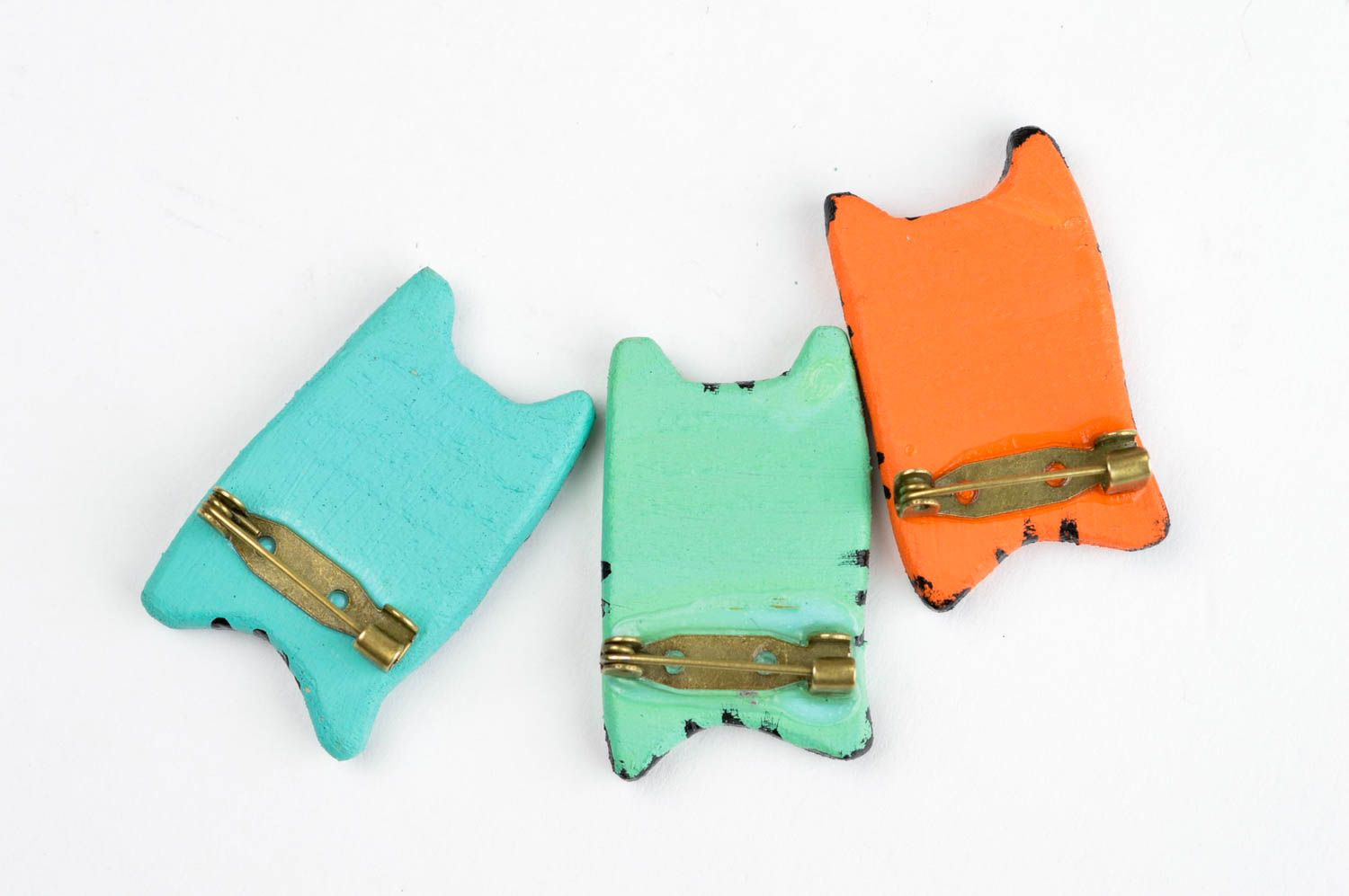 Broches hechos a mano de madera accesorios de moda regalos originales Gatitos  foto 4