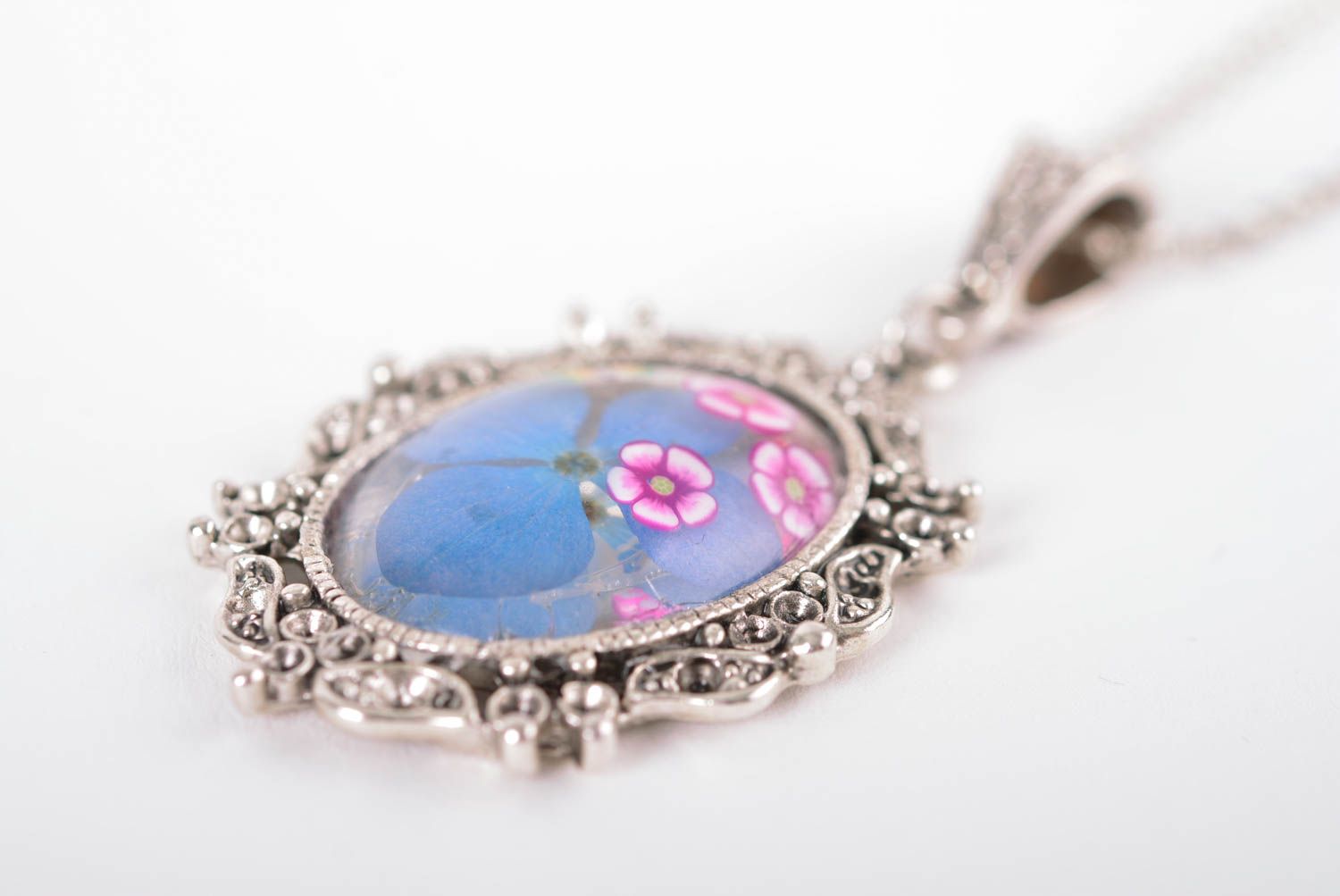 Unusual handmade neck pendant flower pendant botanical jewelry designs photo 5