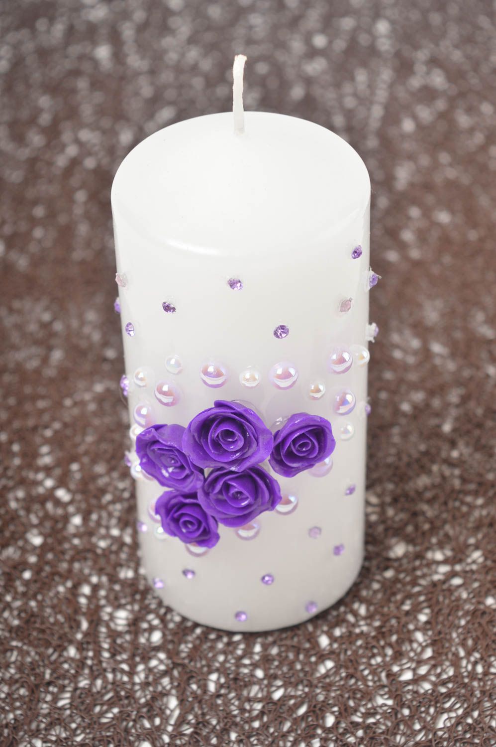 Свеча ручной работы красивая свеча толстая восковые свечи с цветами из пластики фото 2