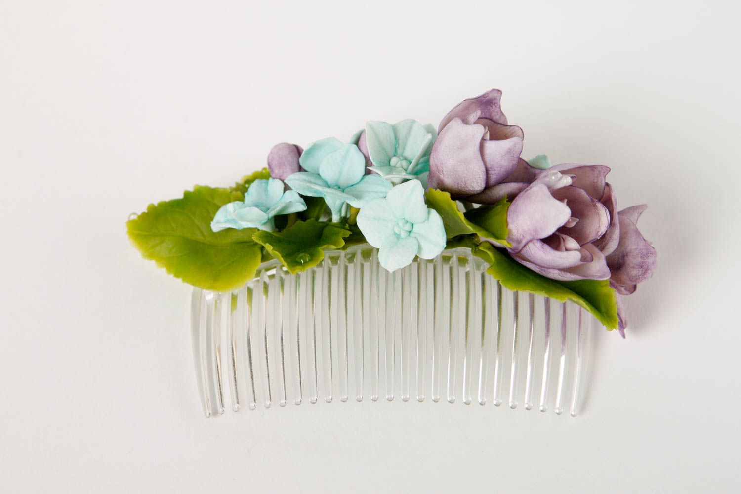 Peigne cheveux fait main Accessoire coiffure avec fleurs Cadeau femme original photo 3
