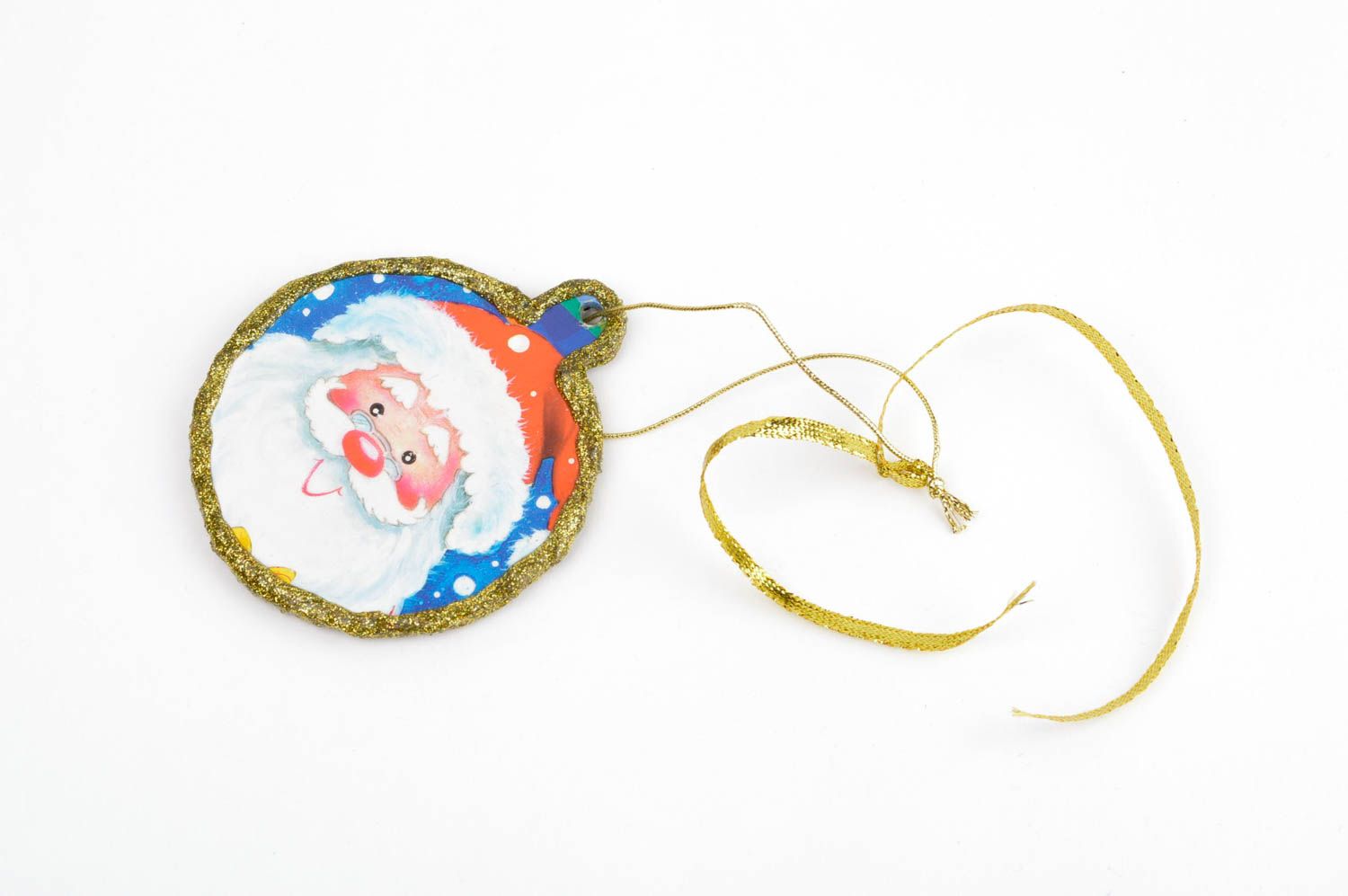 Елочная игрушка декупаж handmade декоративная подвеска елочное украшение круглое фото 3