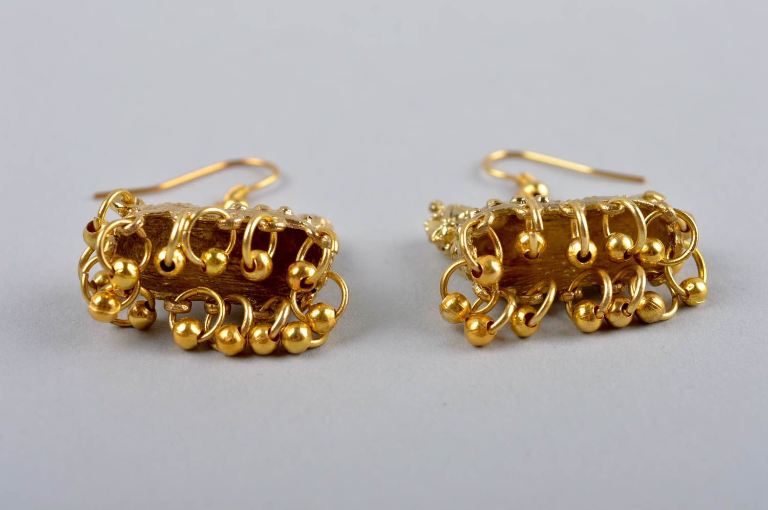 Handmade long earrings stylish brass earrings metal accessory present photo 5
