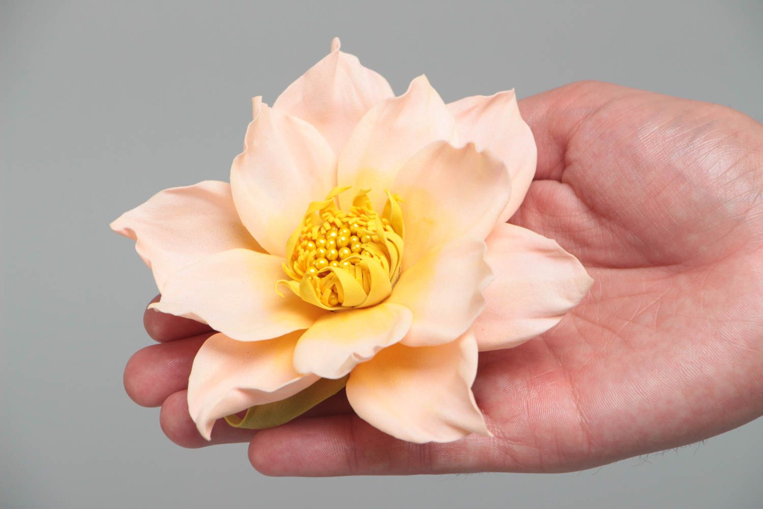Broche fleur barrette grande belle rose originale en foamiran faite main photo 5