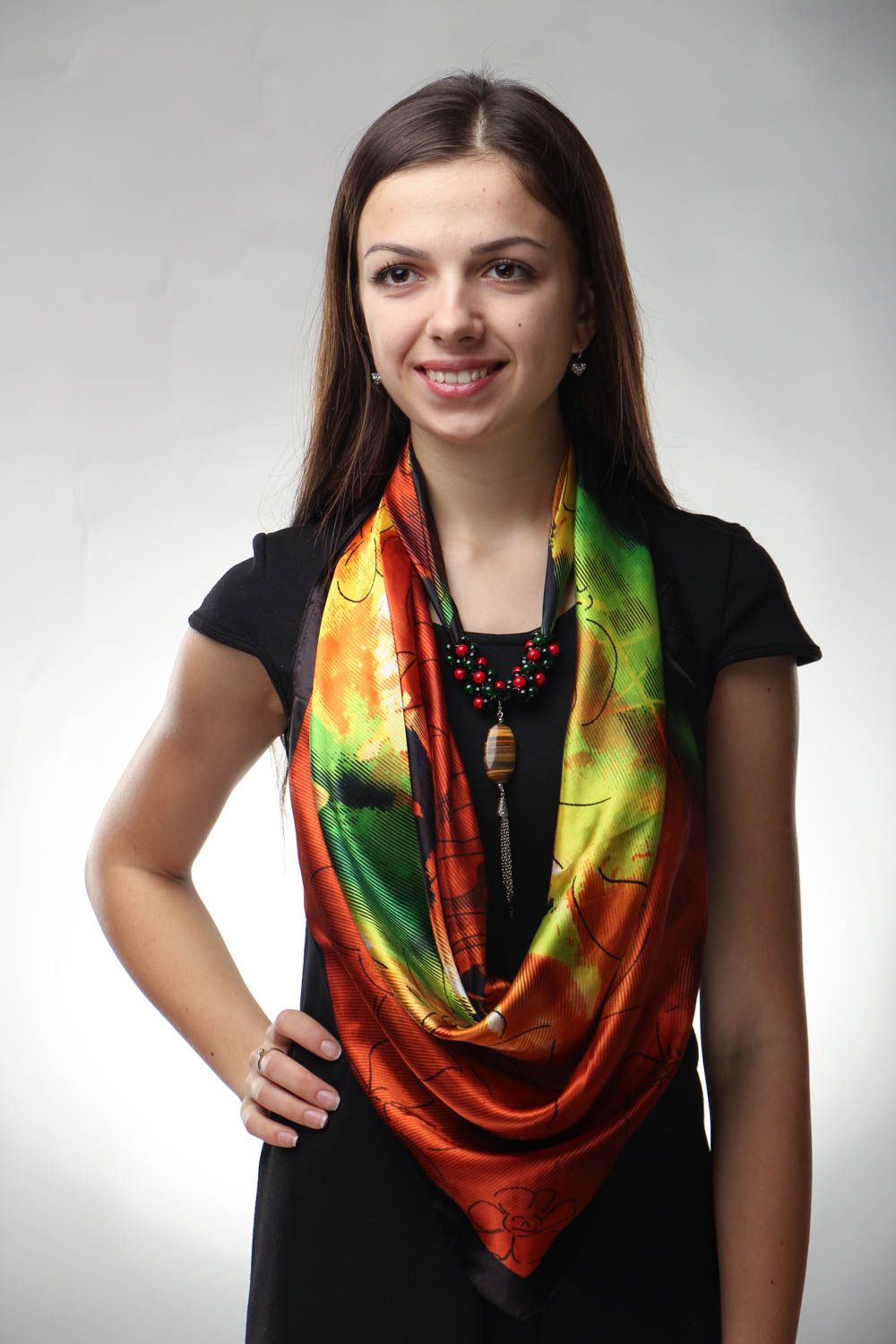 Модный шарф эффектной расцветки  фото 3