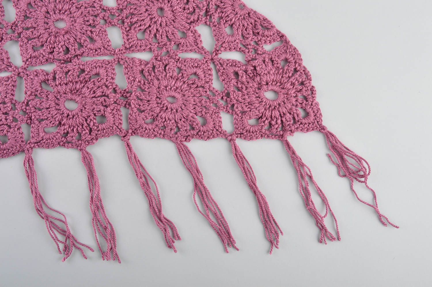 Шарф ручной работы шарф на шею женский шарф фиолетовый вязаный из шерсти фото 3