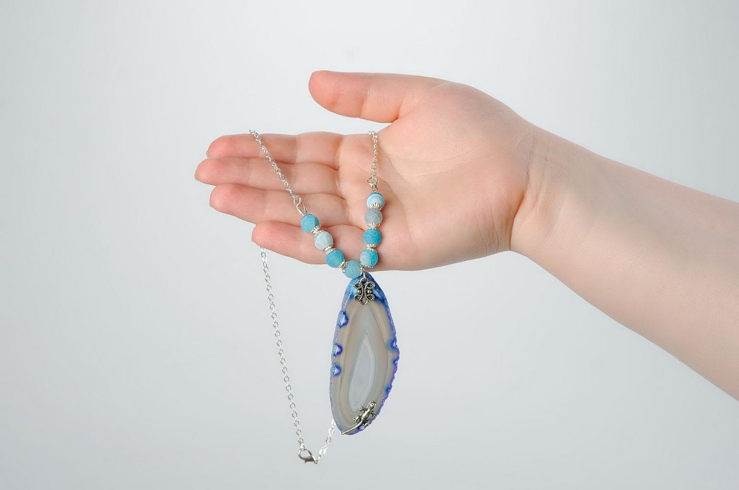 Pendant on a chain with agate photo 5