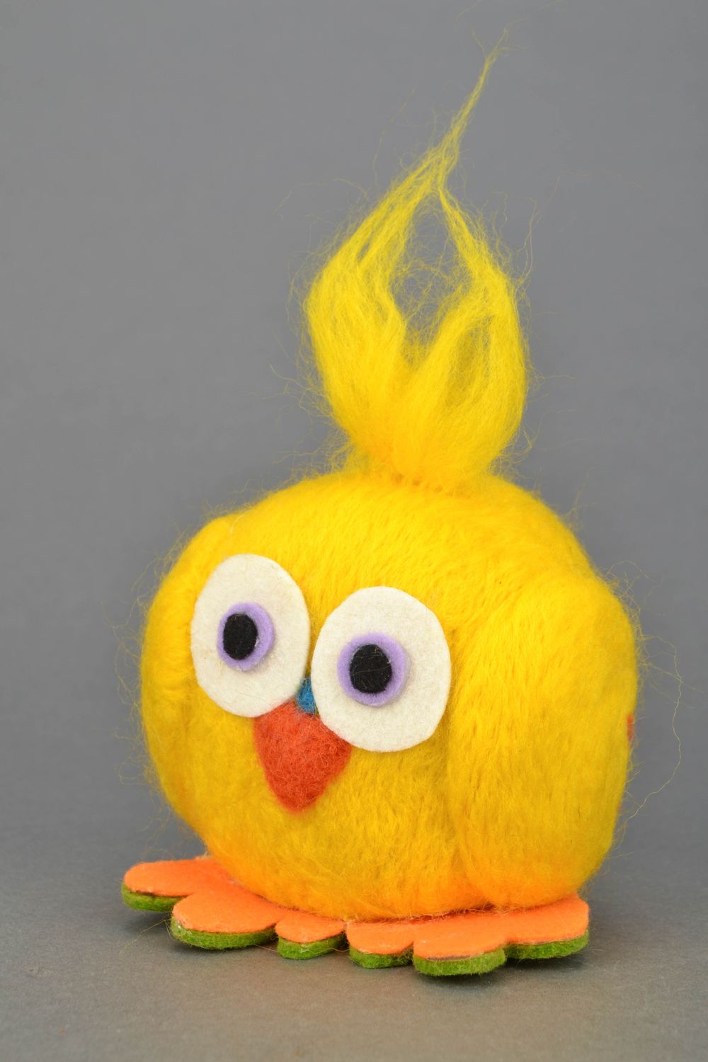 Игрушка для дома ручной работы из шерсти Желтая сова фото 1