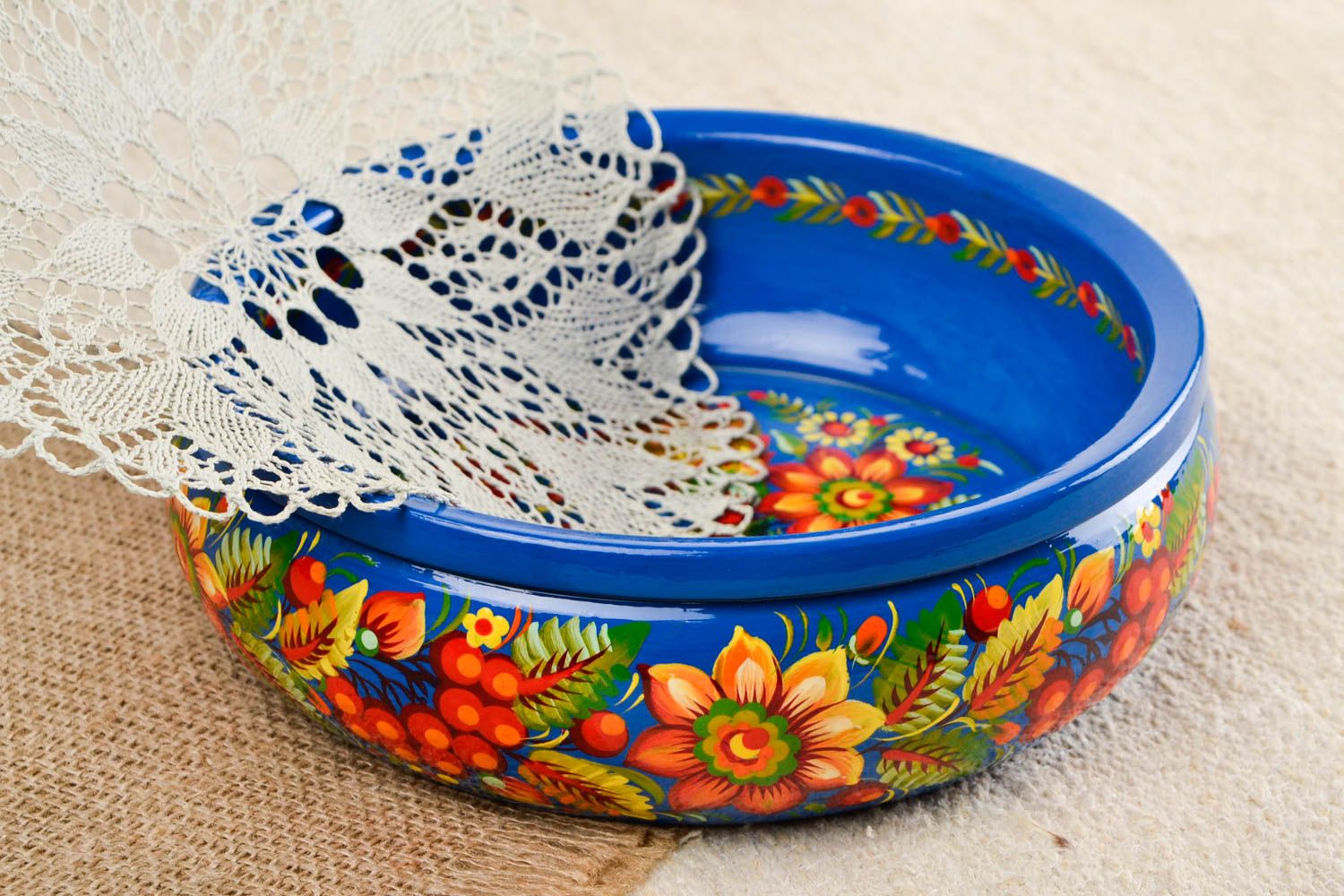 Handmade cute painted bowl stylish wooden ware unusual kitchen utensils photo 1