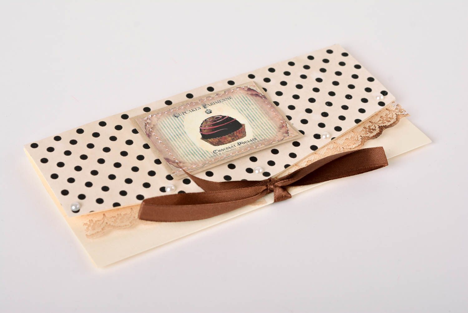 Carte de voeux fait main en carton à pois design romantique Cadeau original photo 1