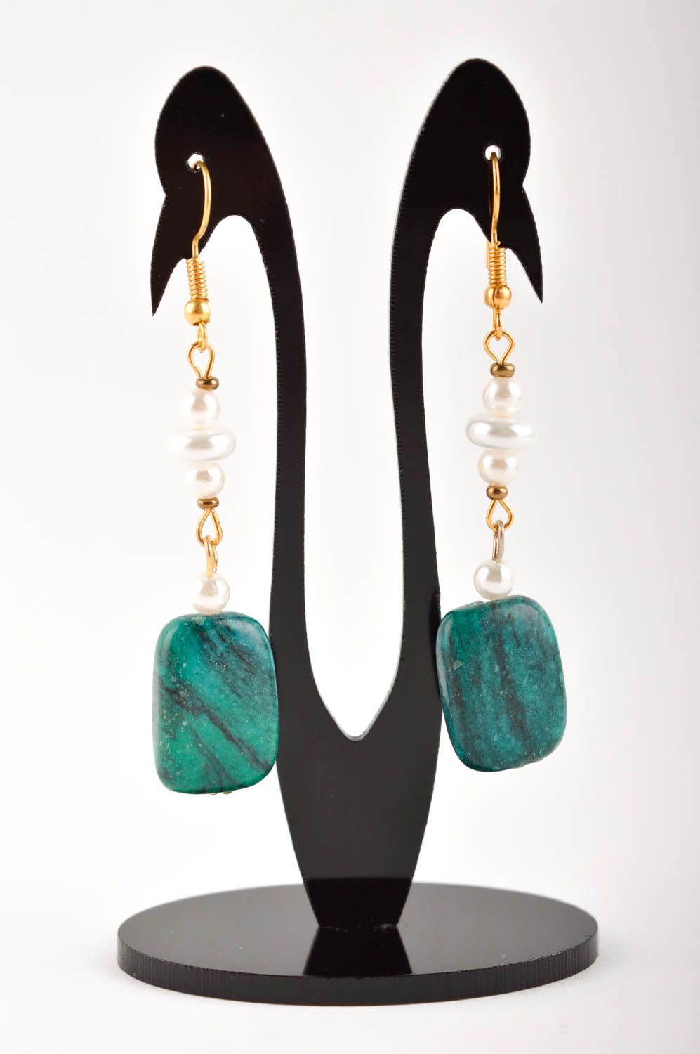 Handmade Damen Ohrringe aus Steinen Schmuck Ohrringe Accessoire für Frauen foto 2