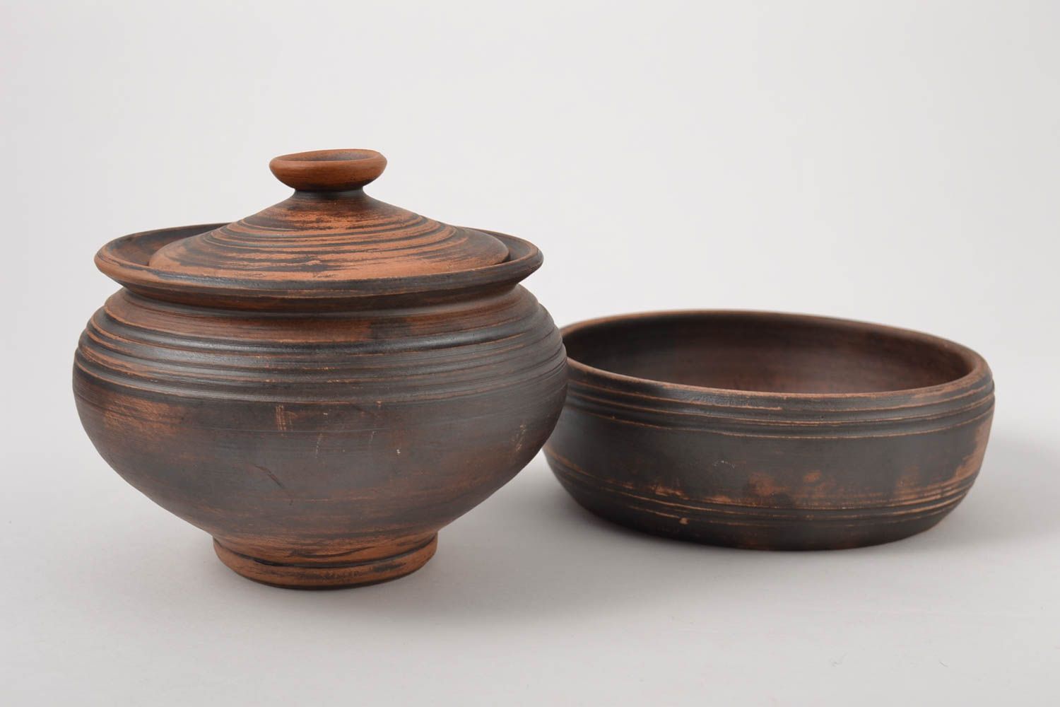 Topf aus Ton handgeschaffen Schüssel Keramik ungewöhnlich Keramik Set modern foto 3
