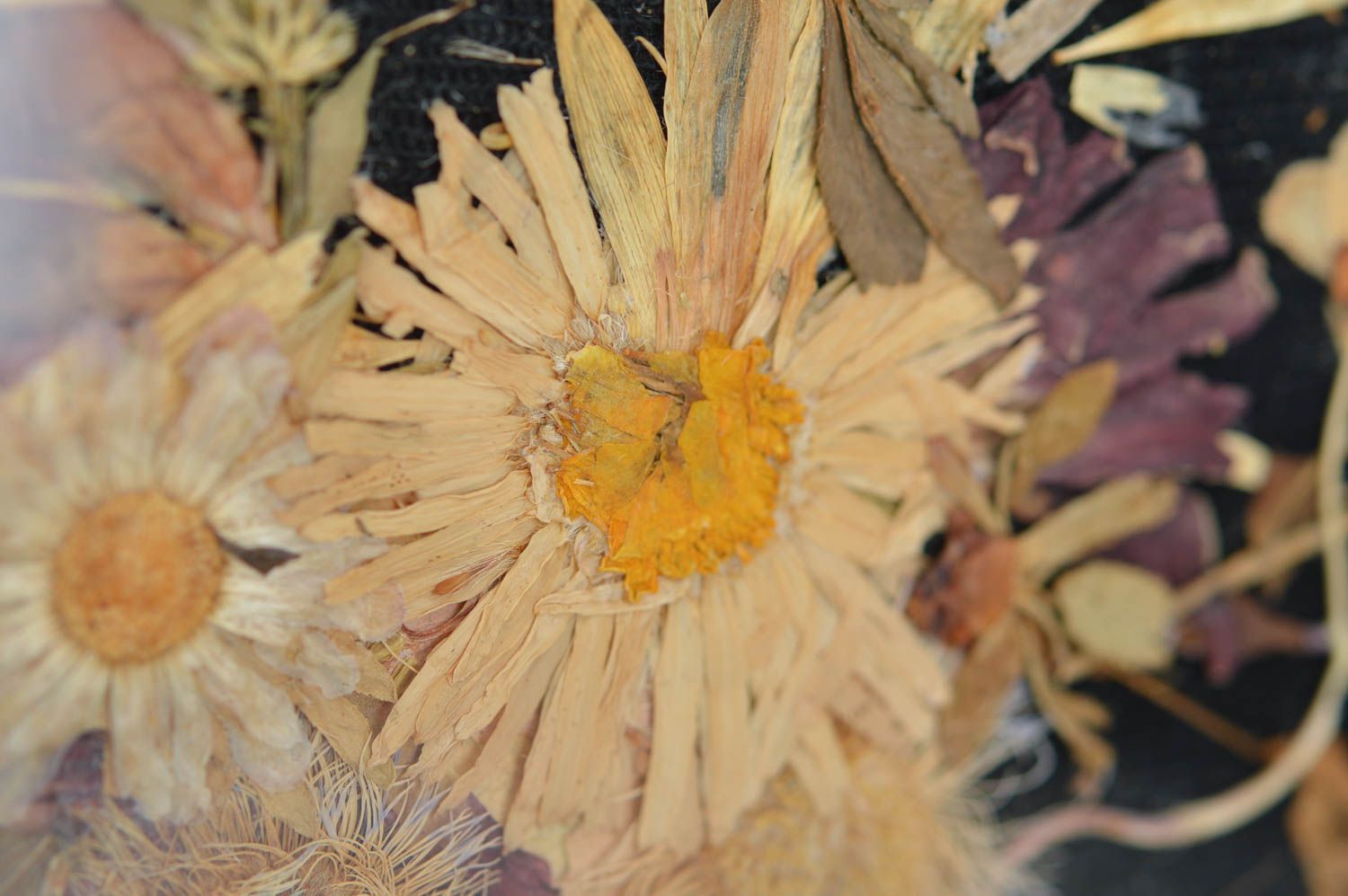 Картина из сухих листьев и цветов ручной работы Девушка настенный декор фото 4