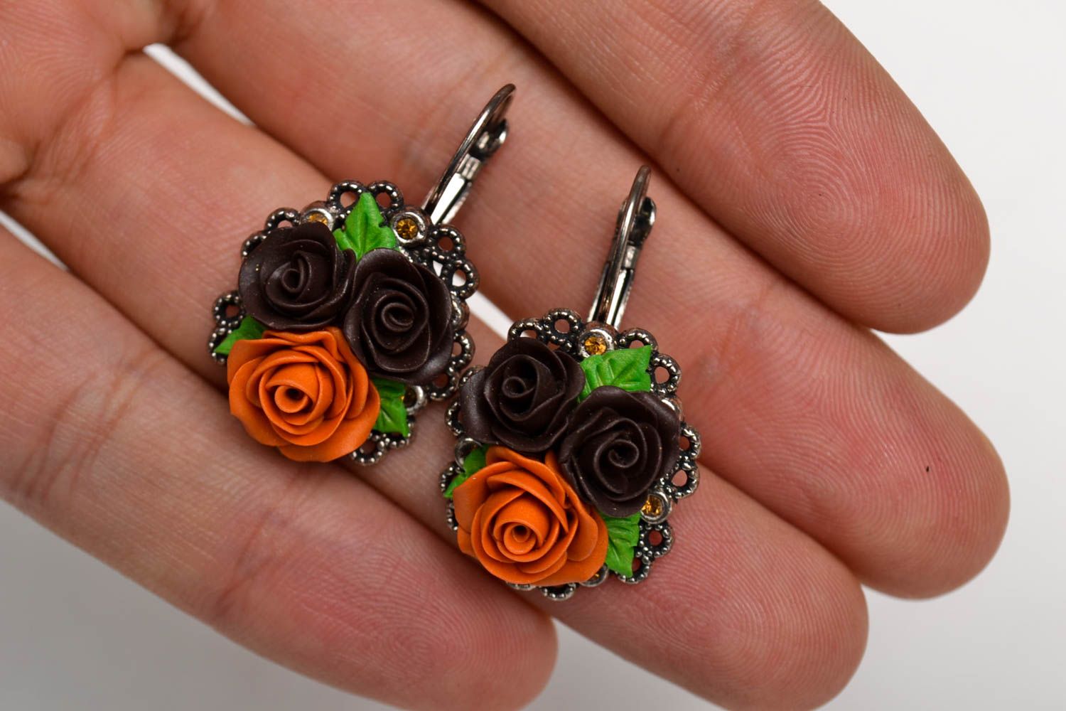 Handmade designer colorful earrings unusual flower earrings tender cute jewelry photo 5
