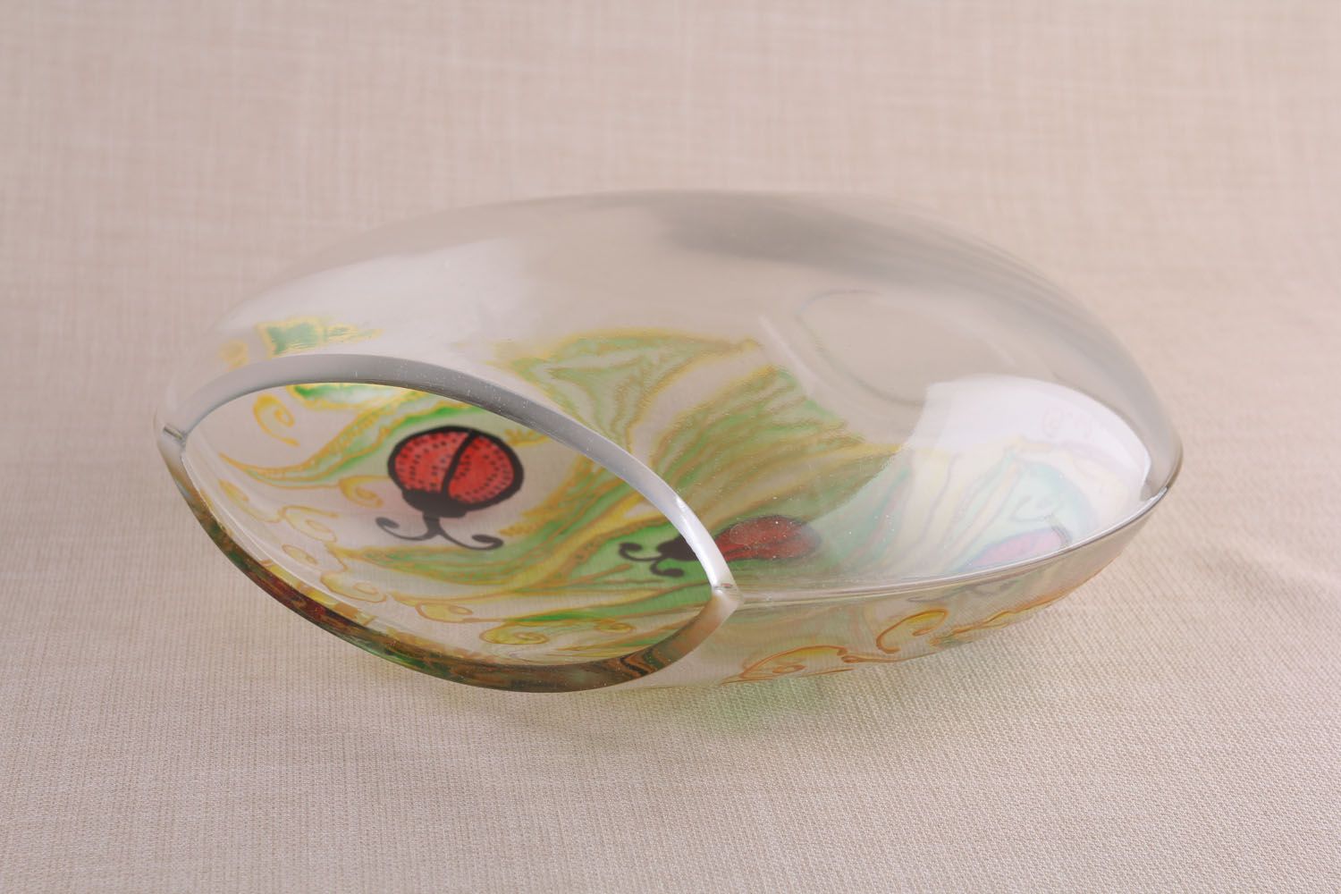8 inches in diameter glass ball shape vase with ladybugs 2,5 lb photo 3