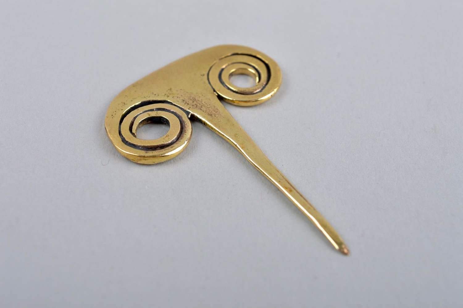 Handmade metal accessory stylish designer brass jewelry unusual hair stick photo 2