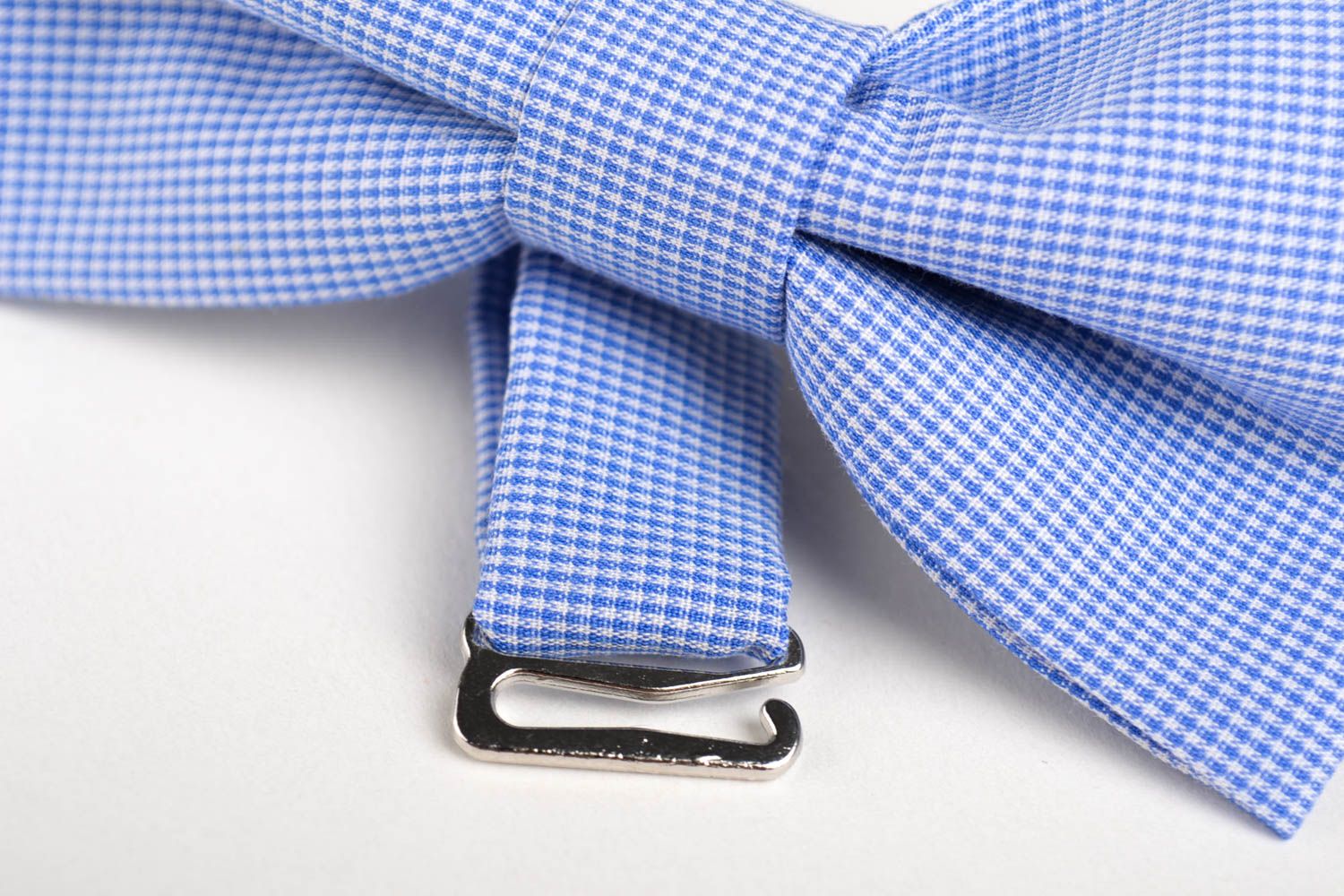 Handmade blue bow tie unusual textile bow tie universal stylish accessory photo 4