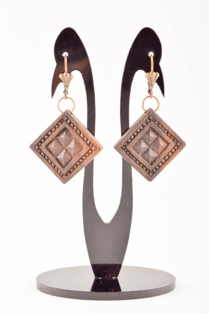 Handmade earrings unusual accessories wooden earrings wooden jewelry gift ideas photo 2