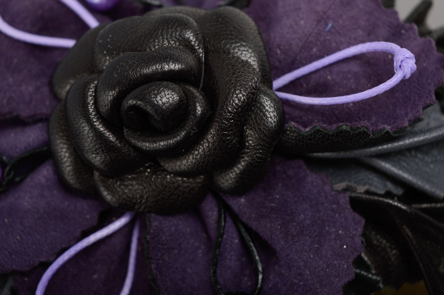 Handmade Haarspange Rose aus Leder  foto 2