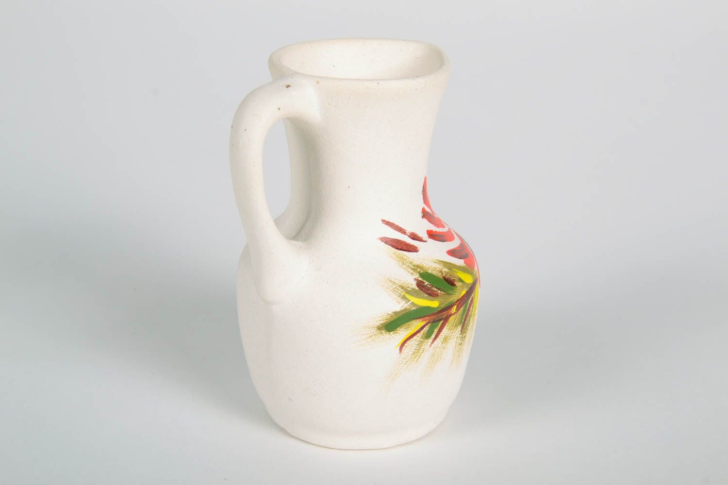 5 oz ceramic white pitcher with handle and floral design 0,26 lb photo 4