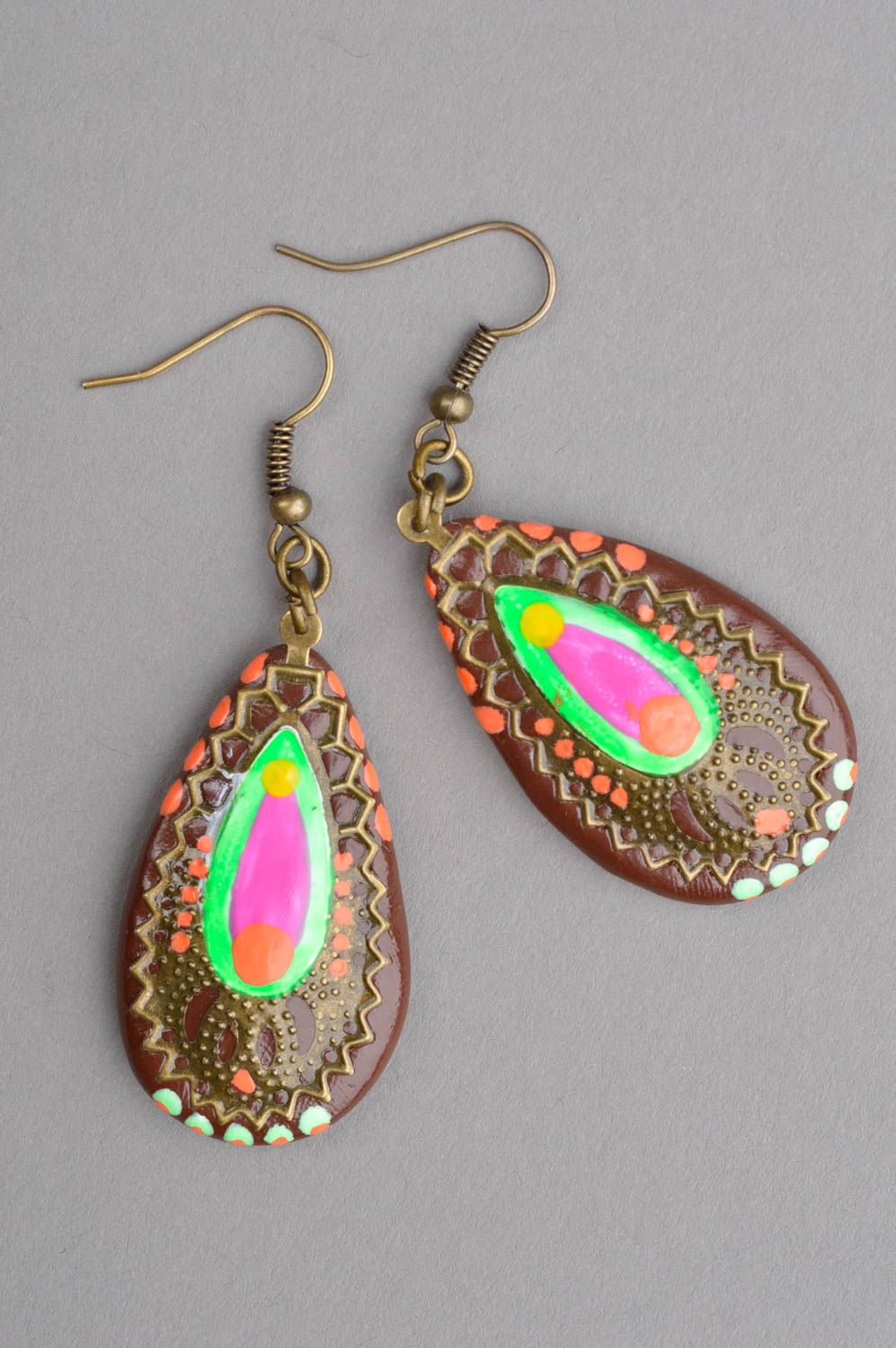 Handmade jewelry polymer clay dangling earrings fashion accessories cool gifts photo 2