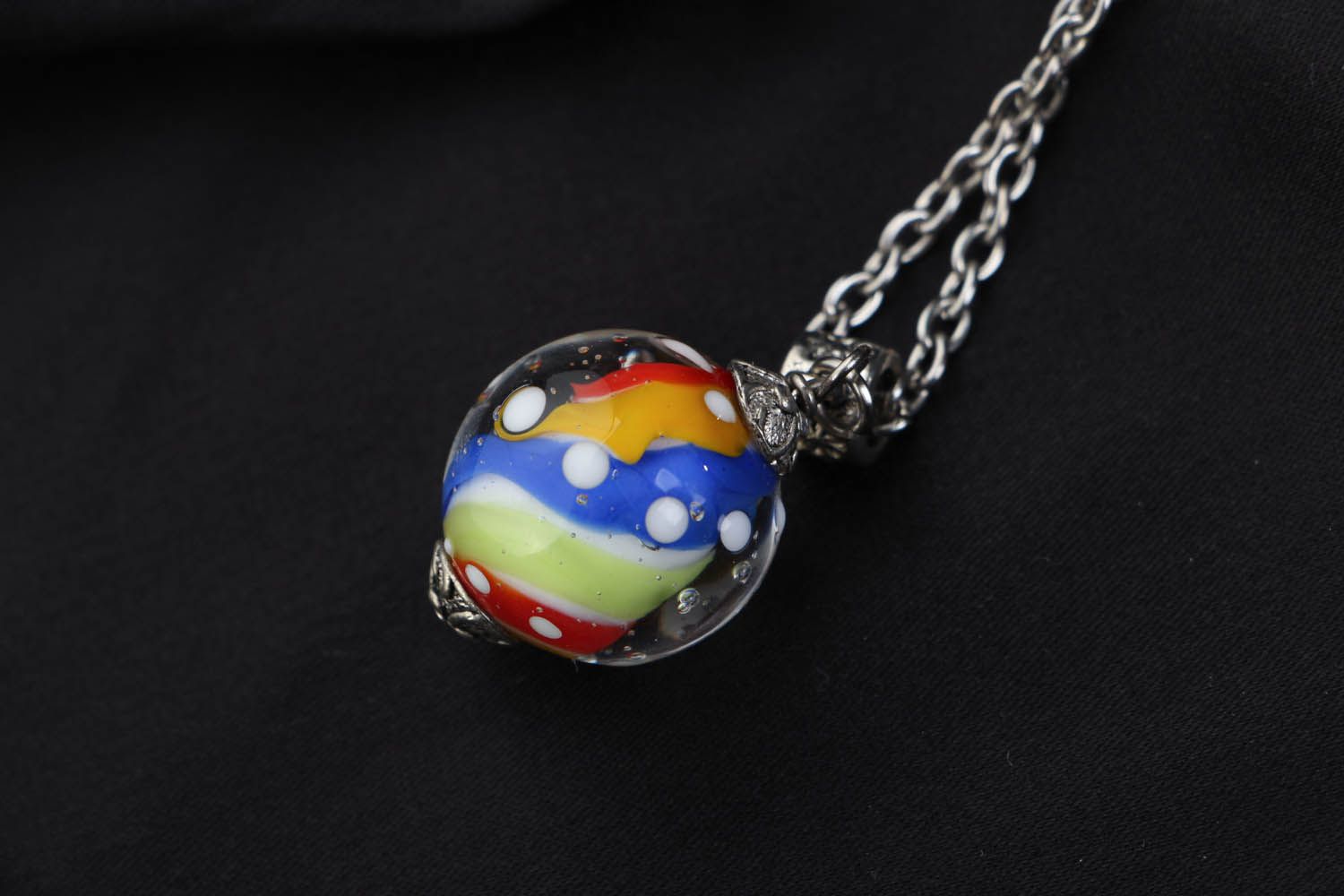Glass pendant on a chain Rainbow Swirl photo 3