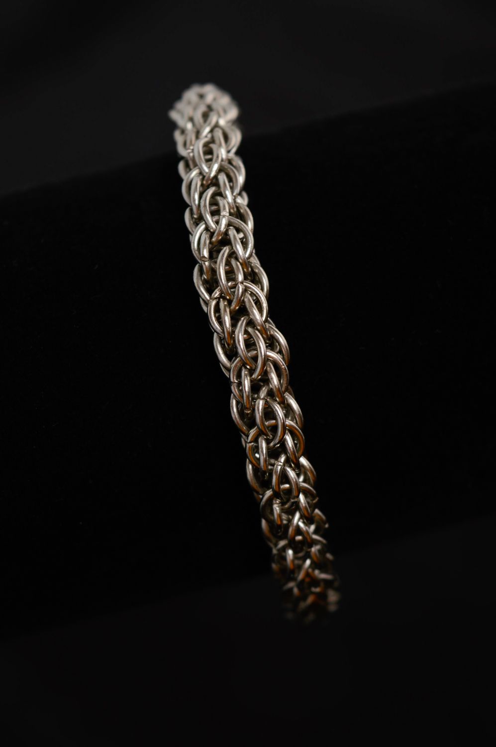 Unusual women's chainmail metal bracelet photo 2