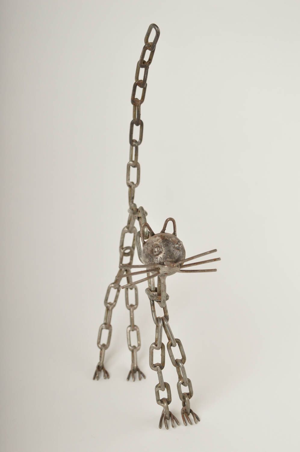 Decoro da casa fatto a mano figurina simpatica a forma di gatto di metallo foto 3