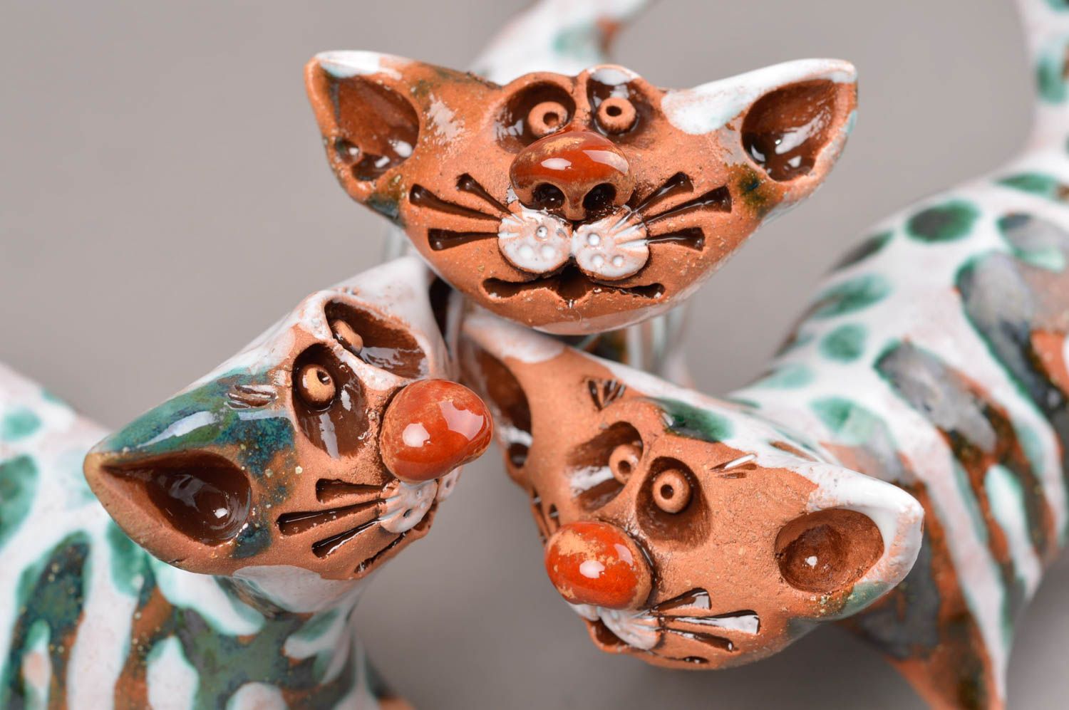 Figuren Set handgemacht Ton Tiere Keramik Deko originelle Geschenke 3 Stück foto 5