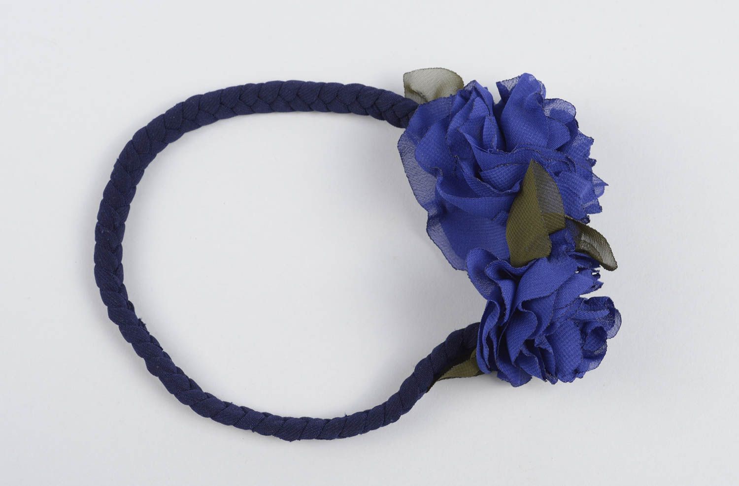 Haarband mit Blume handgefertigt Haarschmuck Blüte Haar Accessoire in Blau  foto 4