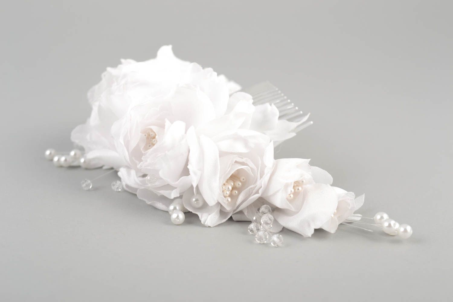 Handmade Haarschmuck Kamm Haarschmuck Blüten Hochzeits Accessoire weiß foto 4