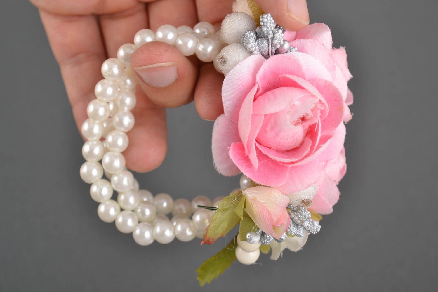 Bracciale di perle fatto a mano braccialetto originale da polso per donna
 foto 5