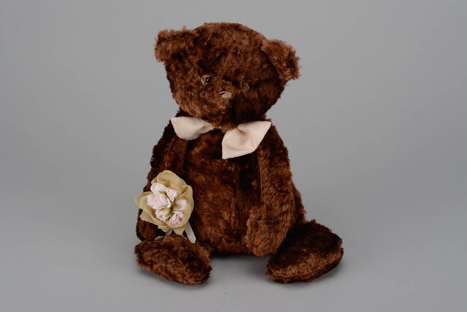 Handmade author's toy Bear with bouquet photo 4