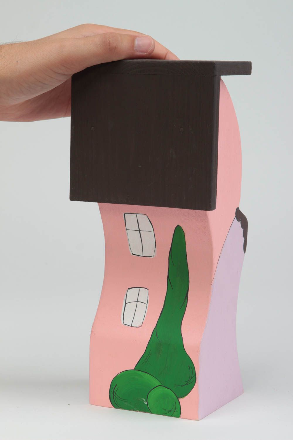Handmade Deko Haus Figur aus Holz schöne Dekoration Designer Geschenk  foto 5