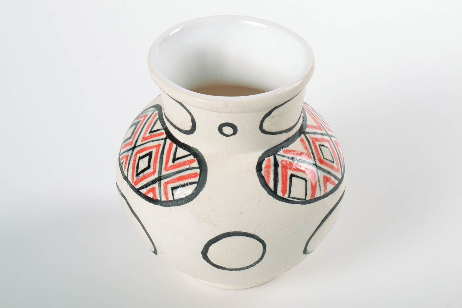 Handmade 12 oz painted ceramic milk jug, creamer 5,12 inches, 1,3 lb photo 3