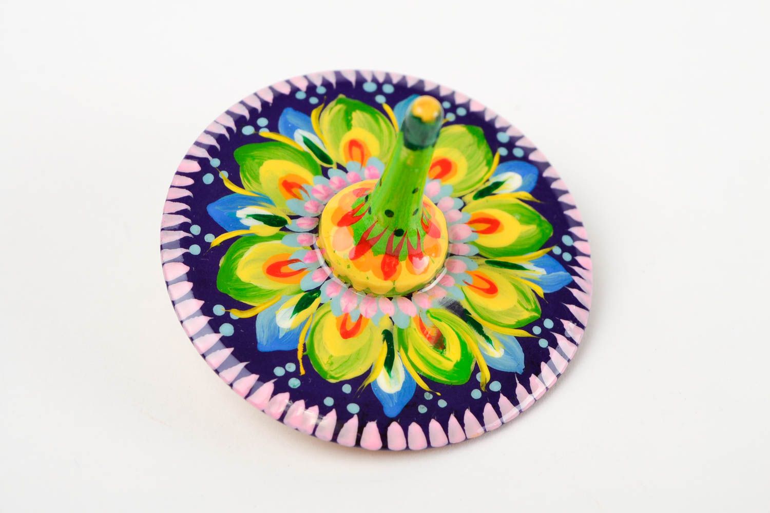 Jouet toupie fait main Toupie en bois peinte design multicolore Cadeau enfant photo 5