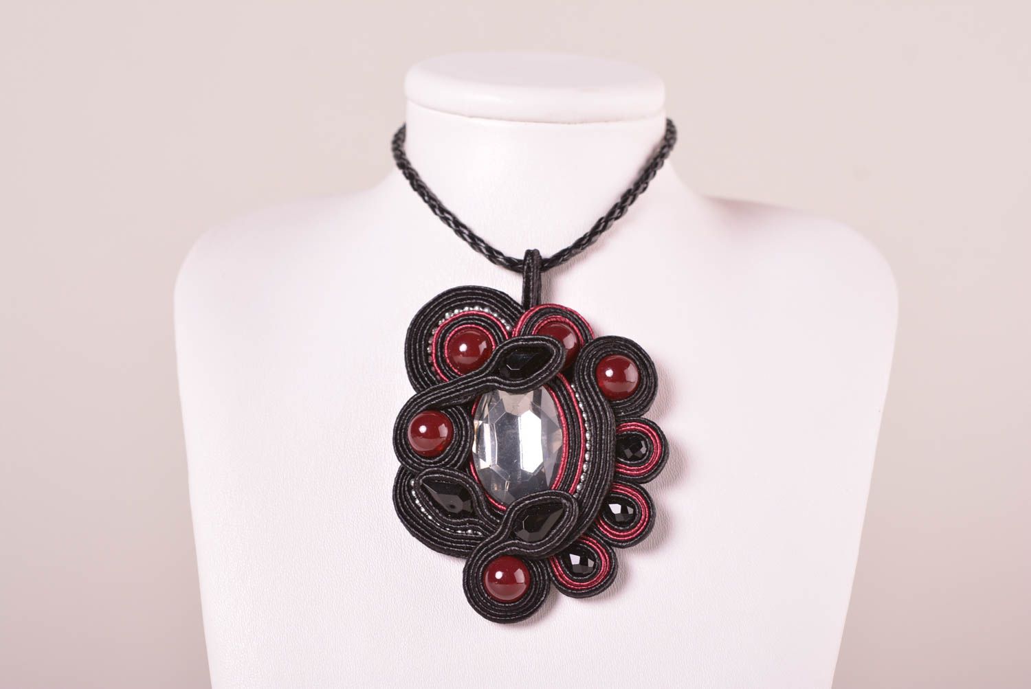 Handmade necklace soutache pendant necklace designer jewelry gifts for women photo 2
