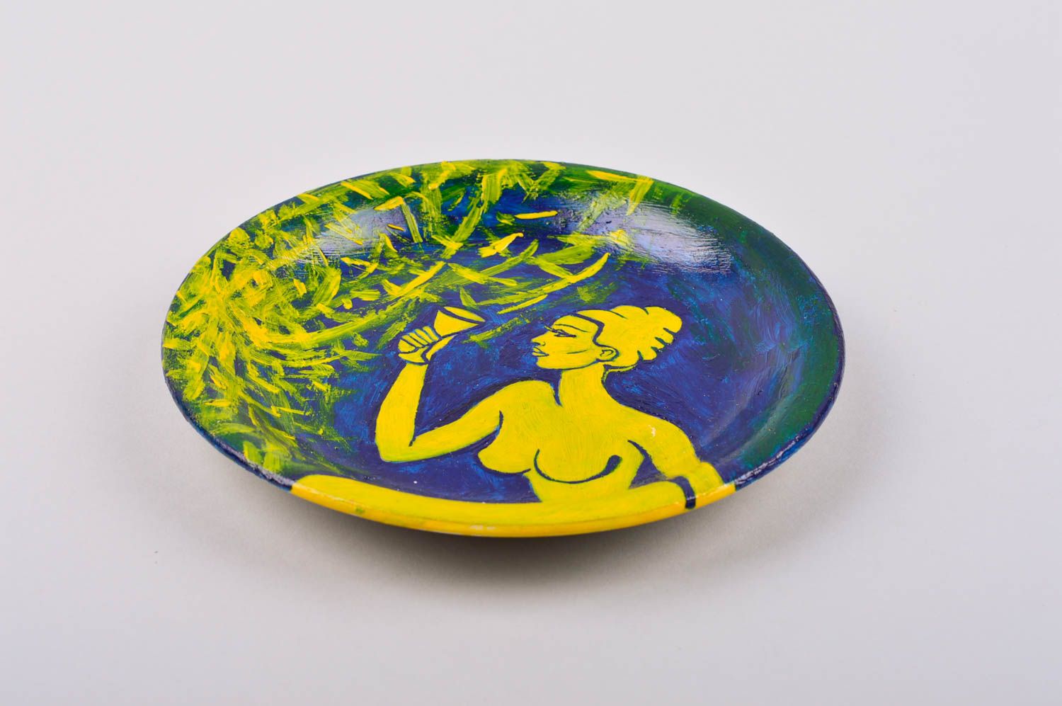 Глиняная посуда ручной работы керамическая тарелка для декора расписная тарелка фото 3