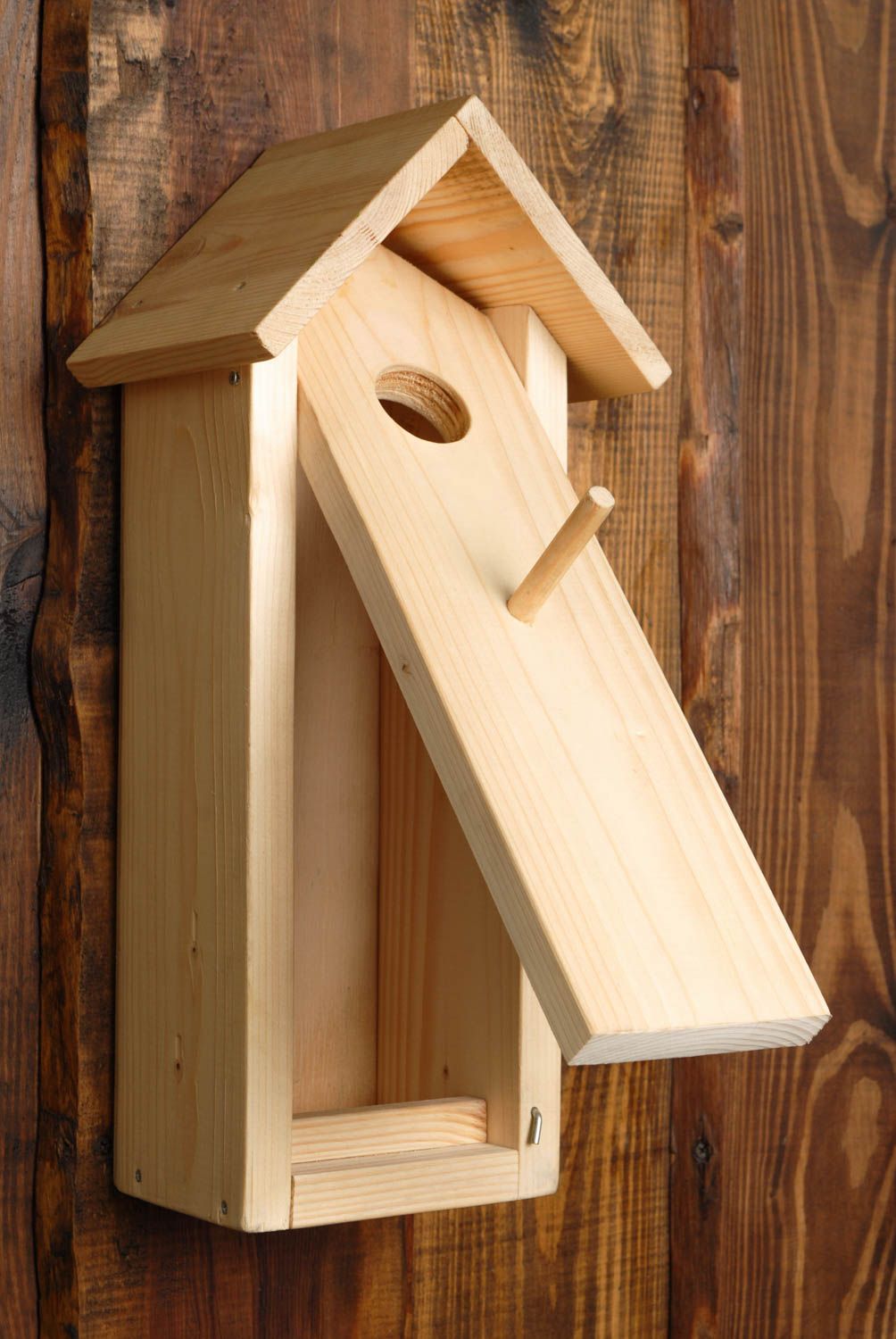 Holz Haus für Vögel mit öffnender Wand foto 4