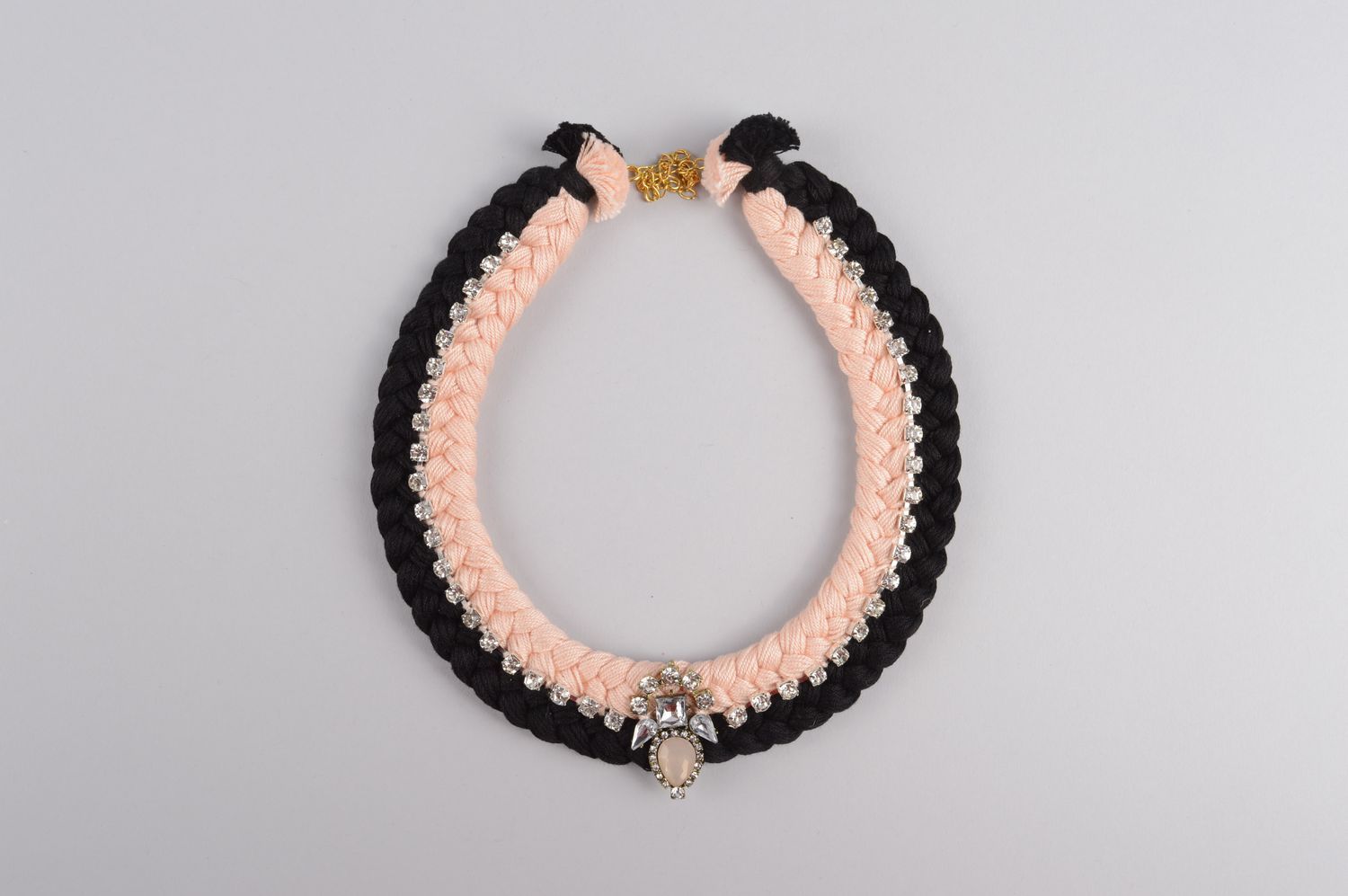 Damen Halskette Halsschmuck für Damen Schmuck Collier handgefertigt rosa schwarz foto 1
