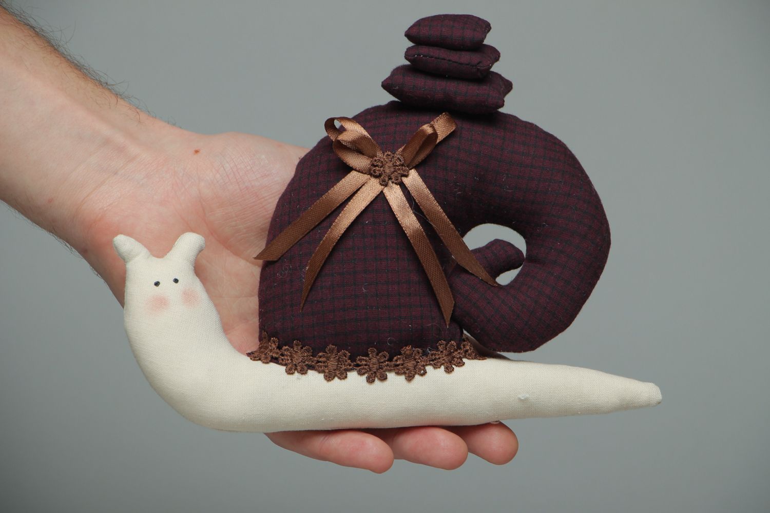Handmade textile toy snail photo 4