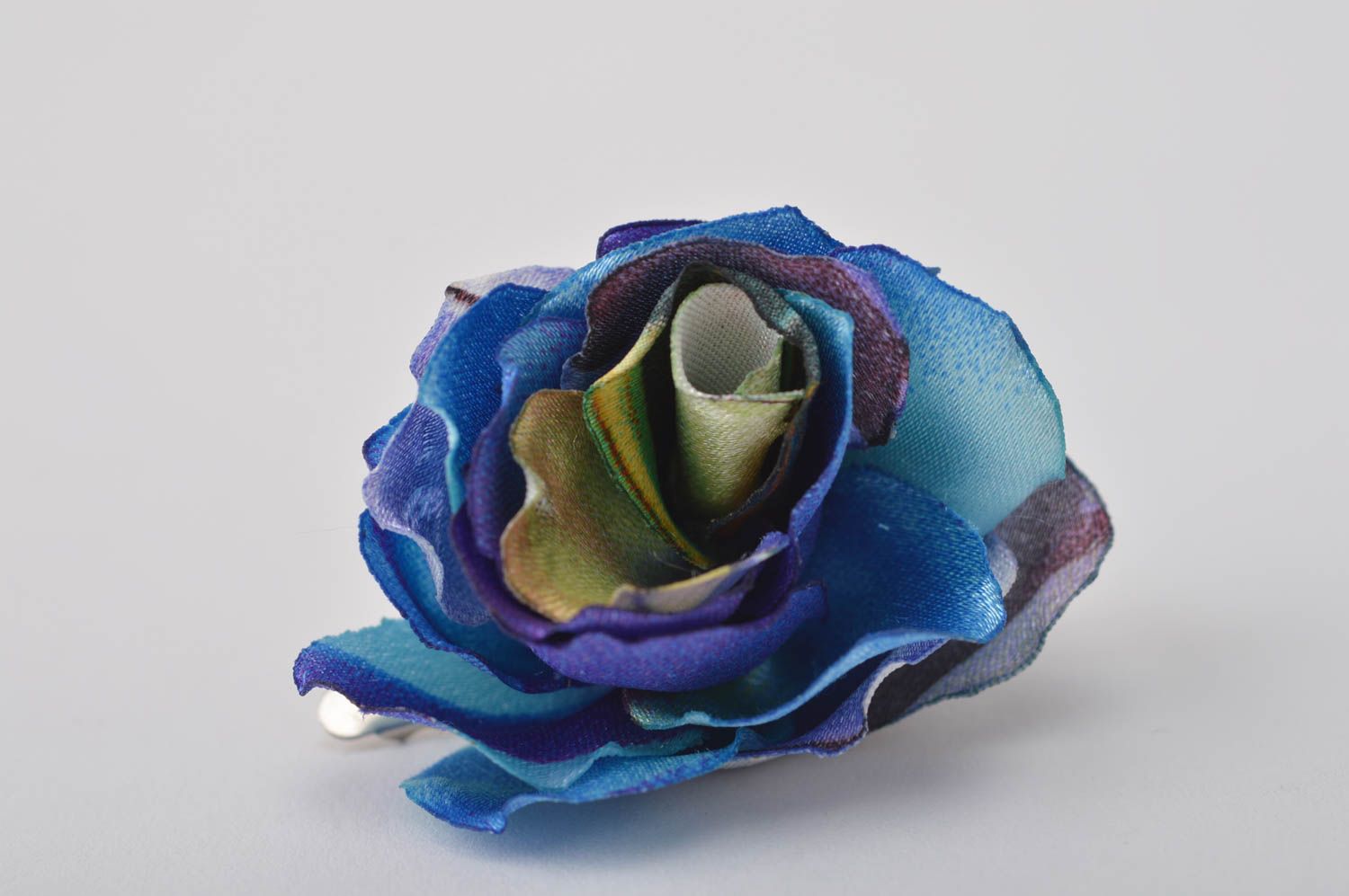 Украшение ручной работы заколка с цветком аксессуар для волос Синяя роза фото 2