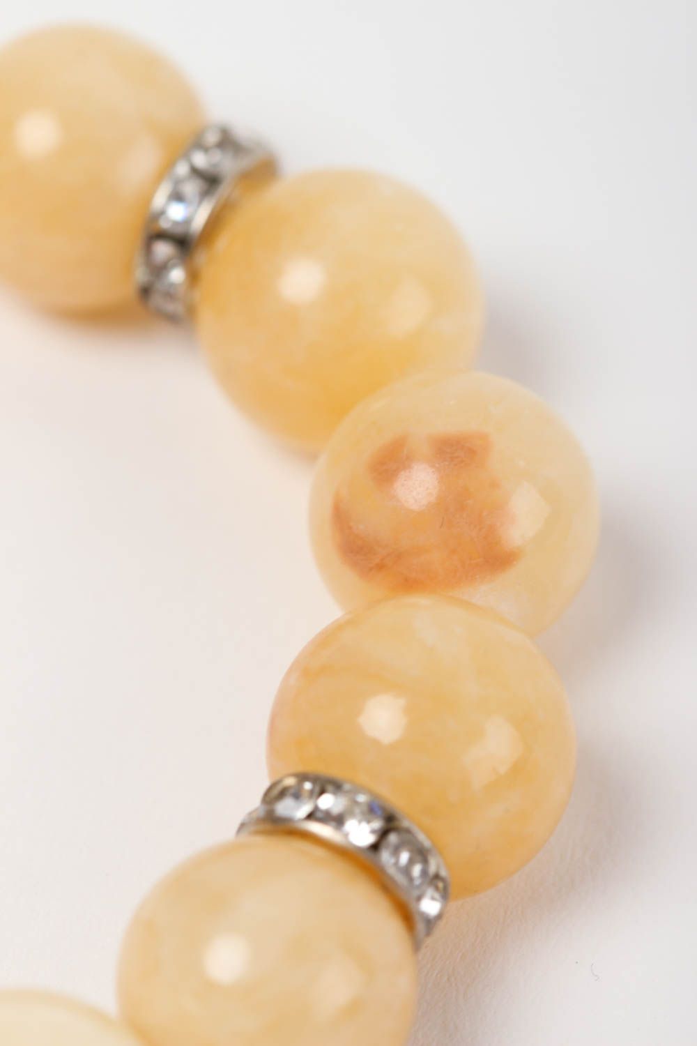 Bracelet pierres naturelles Bijou fait main jaune pastel Accessoire femme photo 4