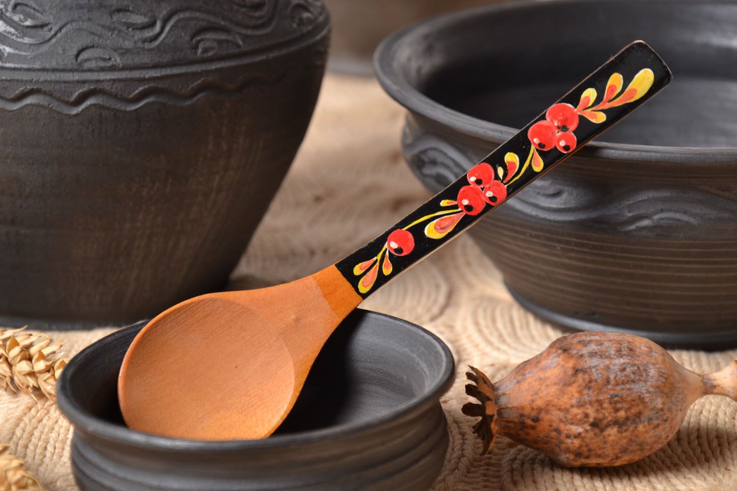 Wooden spoon with painting photo 1