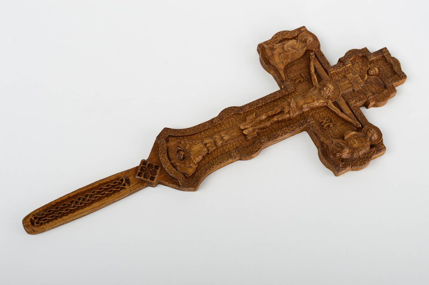 Крест из дерева ручной работы настенный резной крест декоративный крест  фото 2