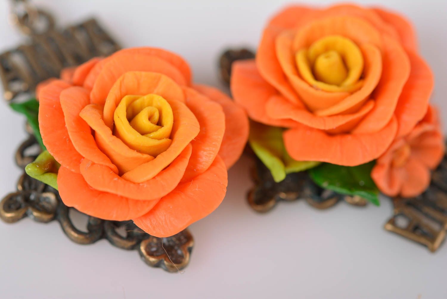 Orange Blumen Ohrringe greller Designer Schmuck Accessoire für Frauen Anna foto 5