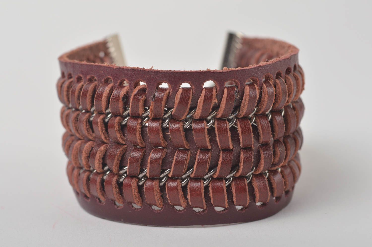 Unusual handmade leather bracelet fashion accessories designer jewelry photo 5