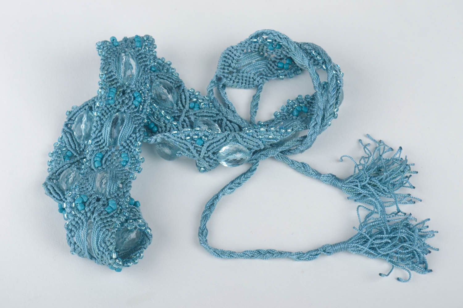 Handmade geflochtener Gürtel Accessoires für Frauen Damen Gürtel zart in Blau foto 2