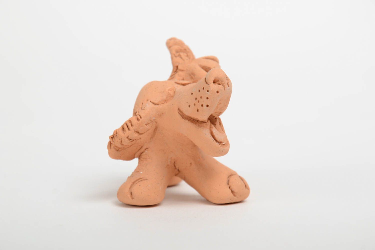 Миниатюрная глиняная статуэтка собачки ручной работы оригинальная красивая фото 3