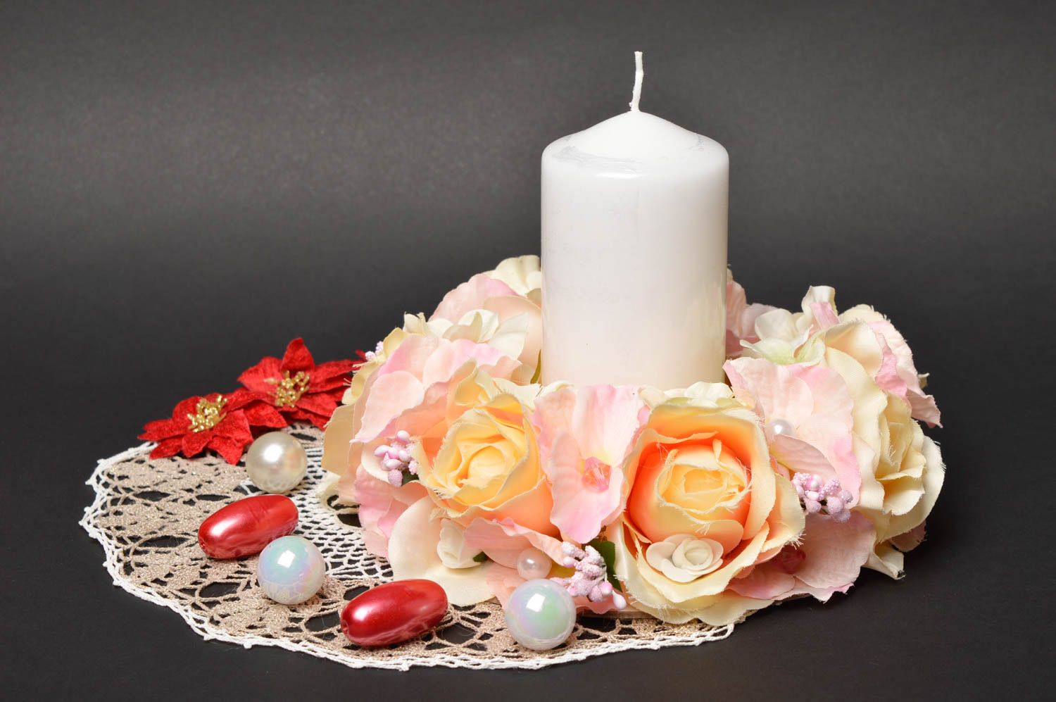 Свеча ручной работы свадебная свеча с цветами свеча на свадьбу красивая фото 1