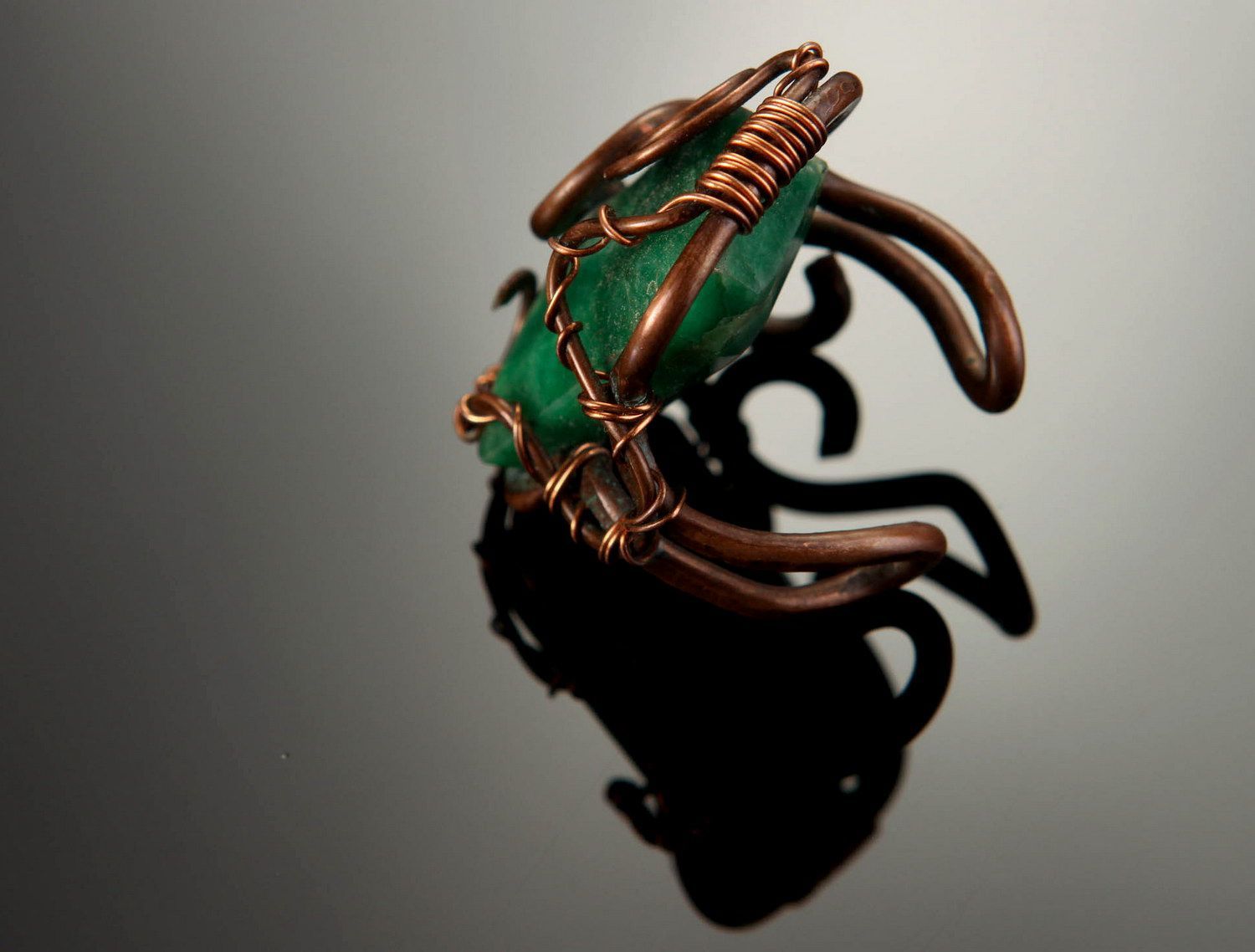 Copper ring with emerald photo 3